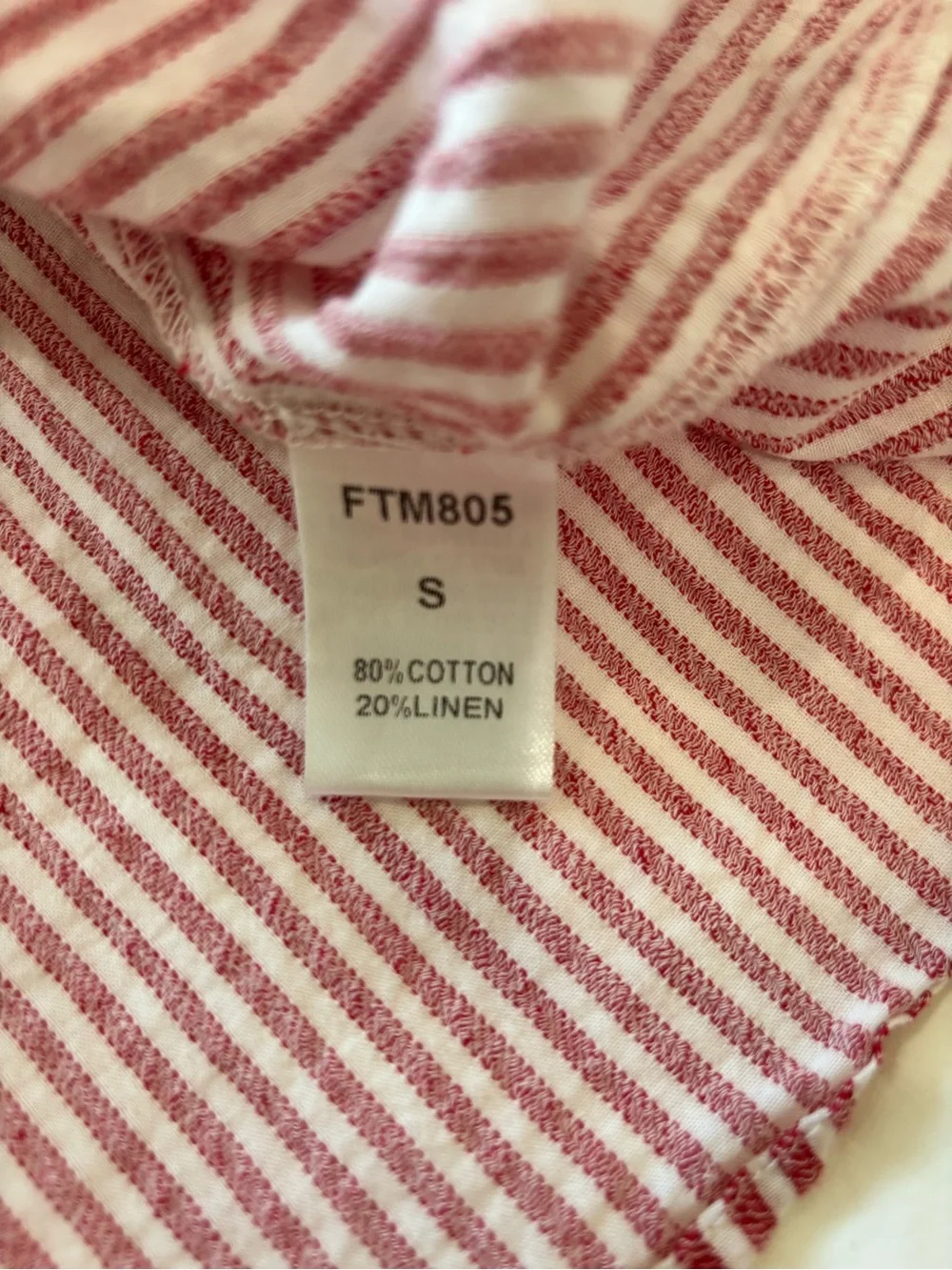 THML Sz S Top Cotton Linen Red White Striped Floral Embroidered Boho Cottagecore - Picture 10 of 10